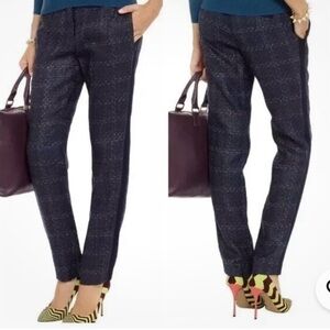 TORY BURCH drew tweed pants trousers slacks blue size 4 women’s career pants EUC
